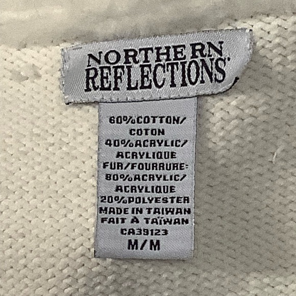 NORTHERN REFLECTIONS WHITE KNIT ZIP UP COTTON BLEND SWEATER VEST/ Size M - Picture 10 of 10